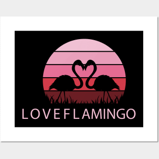 Love flamingo vintage Posters and Art